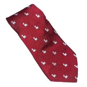 Brooks Brothers 346 Tie Red White Dog 100% Silk Necktie Burgundy Rich Dark!
